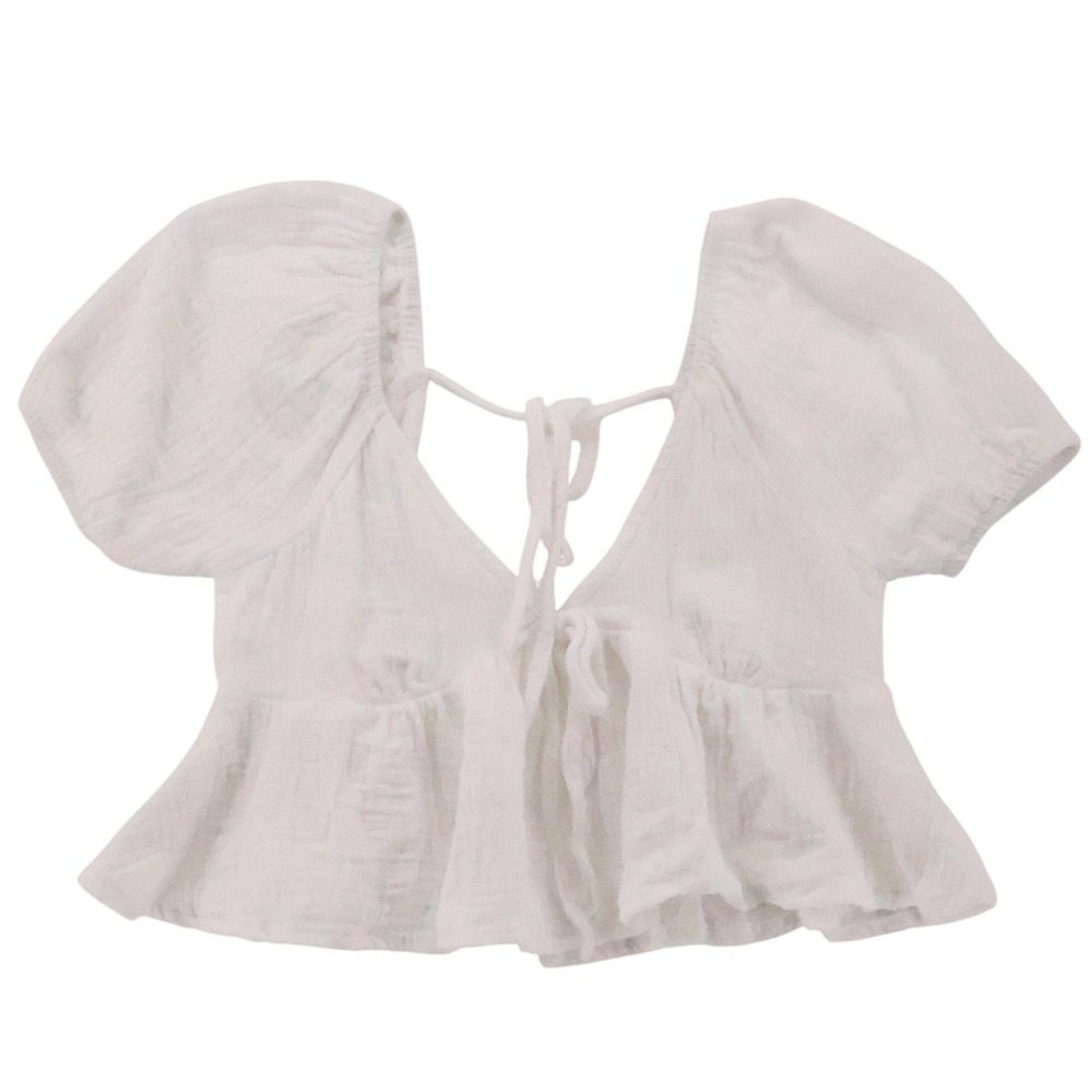 Mi Ami Francescas Gauzy Crop Top‎ Womens Size XS Milkmaid Beachy Euro Summer